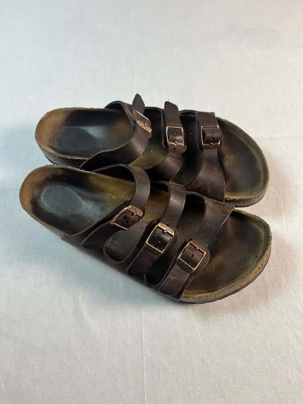 Birkenstock Florida Three-Strap Brown Oiled Leather Sandals 41